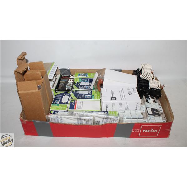 FLAT OF ASSORTED ELECTRICAL SUPPLIES