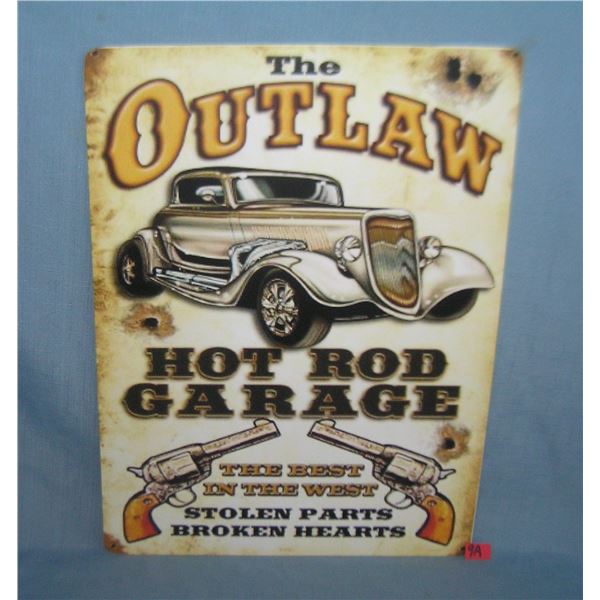 The Outlaw Hot Rod Garage retro style sign