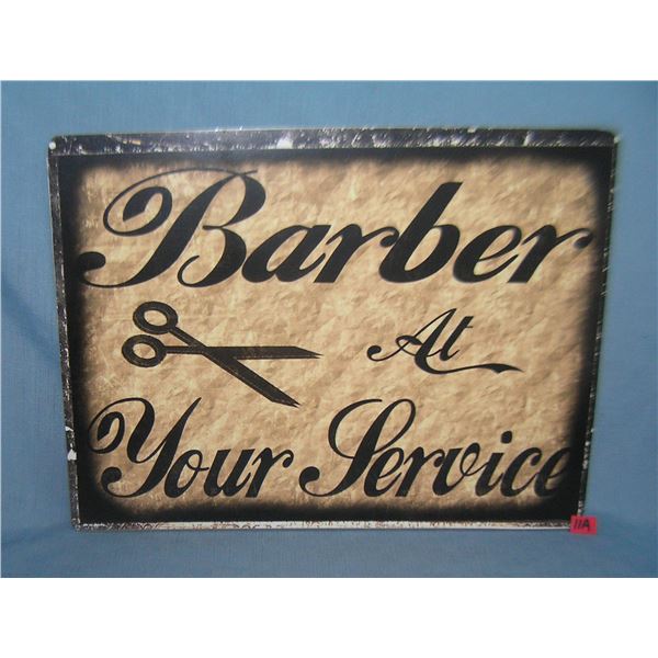 Barber at your service 12 by 16 inches retro style sign