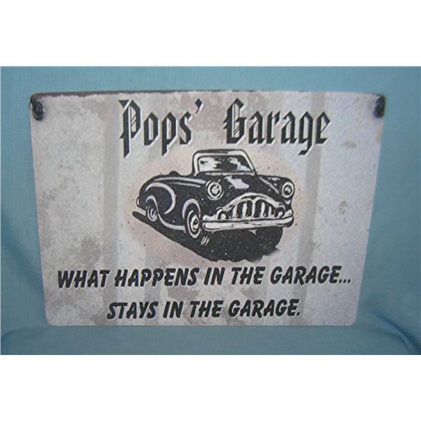 Pop's Garage retro style advertising sign