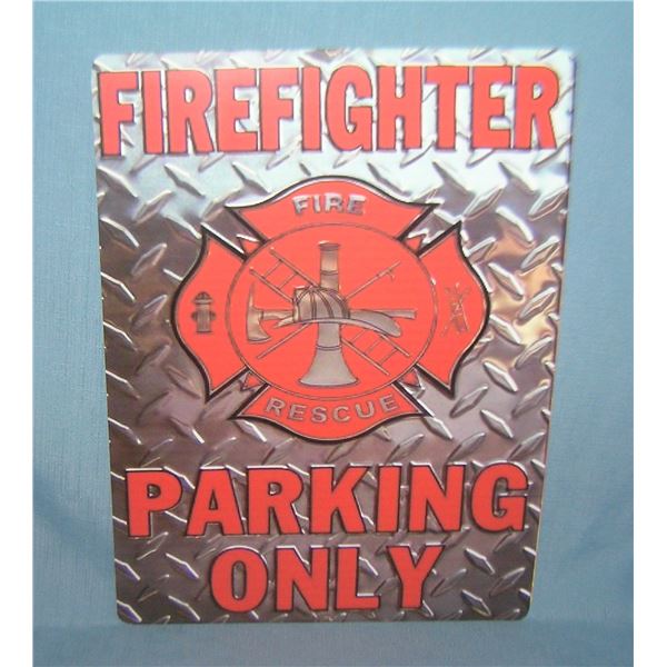 Fire Fighter Parking Only retro style advertising sign