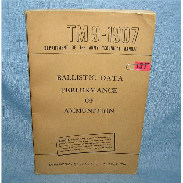 Ballistic data performance of ammunition War Dept field book