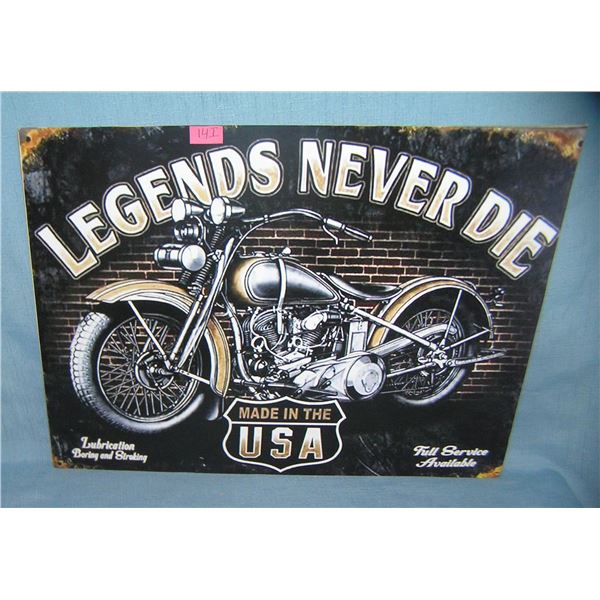 Legends never die retro style motorcycle sign