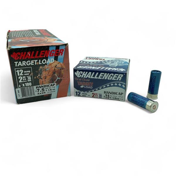 Challenger Target Load 12 Gauge 2 3/4", 1 1/8 oz #7.5 Handicap Shot Ammunition, 100 Rounds