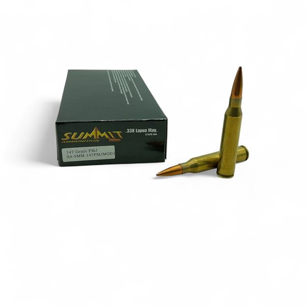 Summit 338 Lapua Mag 147 Grain FMJ Ammunition, 20 Rounds
