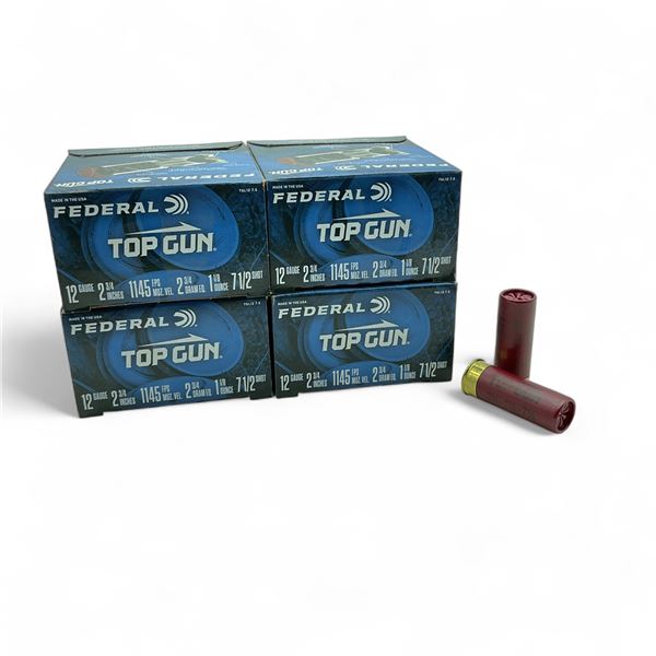 Federal Top Gun 12 Gauge 2 3/4", 1 1/8 oz #7.5 Shot Ammunition, 100 Rounds