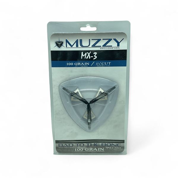 Muzzy MX-3 Broadheads, 100 Grain, 1-1/4" Cut, New