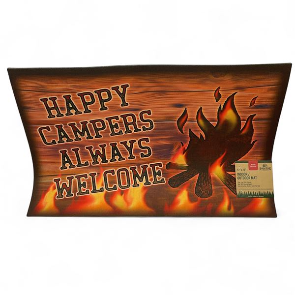 River's Edge "Happy Campers" Indoor/ Outdoor Mat, 17" x 26", New