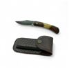 Image 1 : Folding 2 1/2" Blade Pocket Knife with Leather Belt Pouch