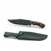 Image 1 : Fixed 6 1/2" Damascus Blade Orange Wood Handled Knife with Belt Sheath