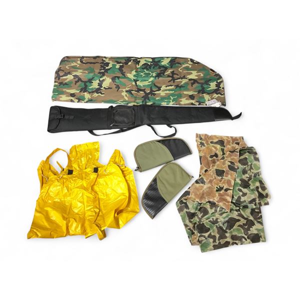 Rifle Case, Kolpin bow Sleeve, Blind Material, Pistol Rugs and Rain Overalls