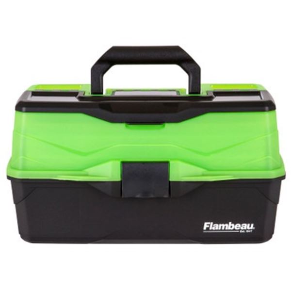 Flambeau 3-Tray Tackle Box- Frost Green/Black with Flip-Top Lid Accessory Compartment, New