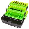 Image 2 : Flambeau 3-Tray Tackle Box- Frost Green/Black with Flip-Top Lid Accessory Compartment, New