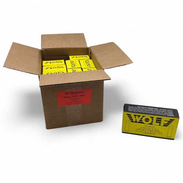 Wolf Bullets Ammo, 44 Mag 240 Grain TMJ SWC, Case of 500