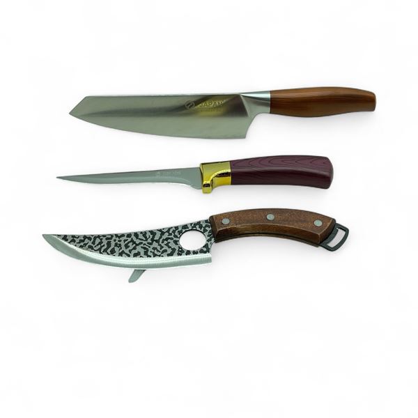 Ting Ling Fixed 5" Blade Fillet Style Knife, Asakh Japanese made 7 1/2" Blade Kitchen Knife