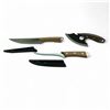 Image 1 : Fixed 5" Knife with Wood Handle and Set of Fixed Kitchen Knives with Wood Handles and Sheaths, New