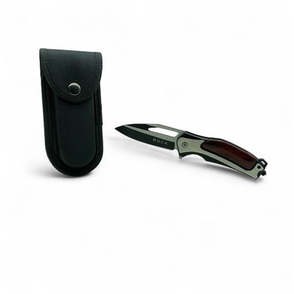 Folding 3 1/4" Blade Pocket Knife with Glass Cutter and Nylon Sheath