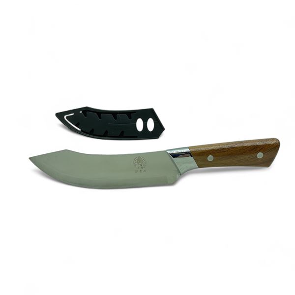 Fixed 7" Blade Kitchen Knife with Wood Handle, New