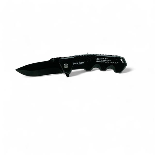 Ray Cutlery Black Sable Folding 3 1/2" Blade Knife, New
