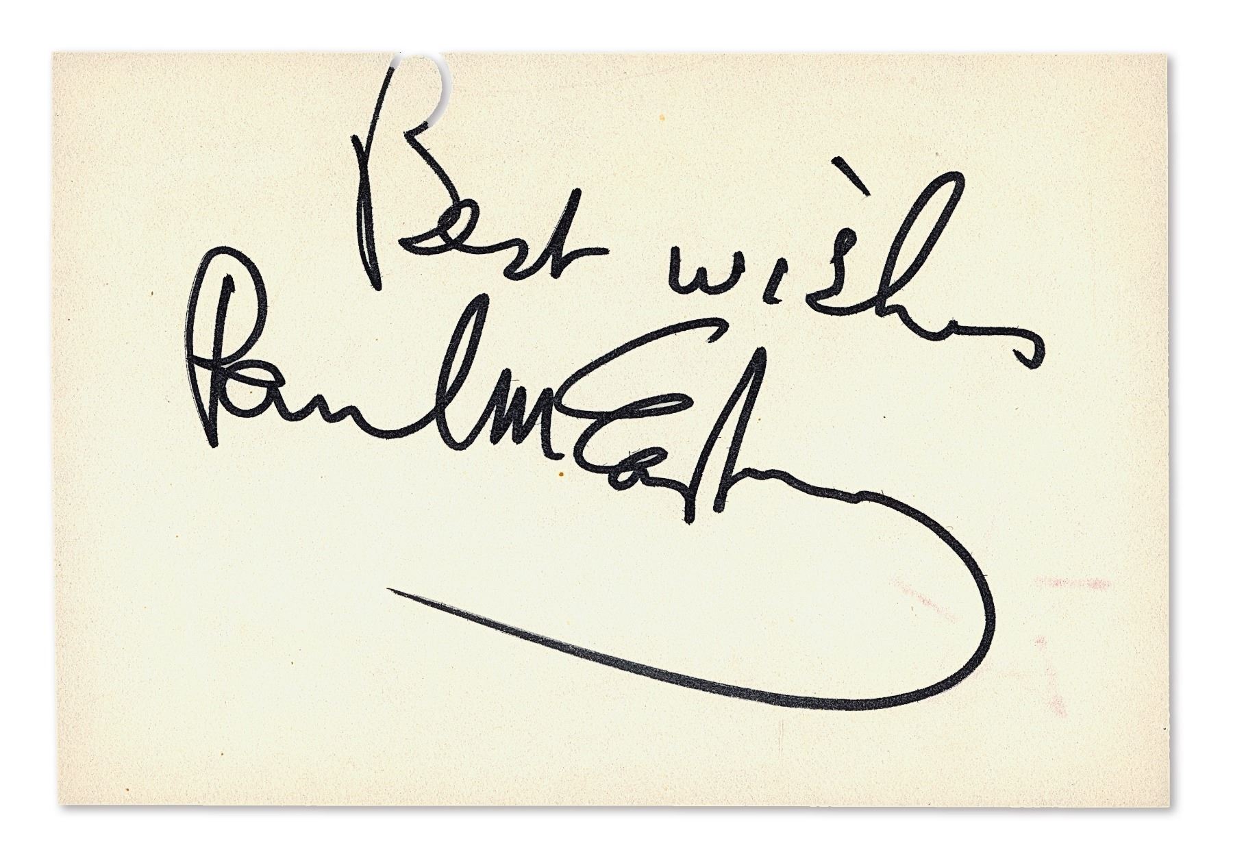 Paul McCartney Autograph On A Signature Card,