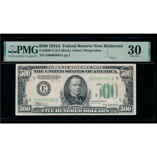 1934A $500 Richmond FRN PMG 30