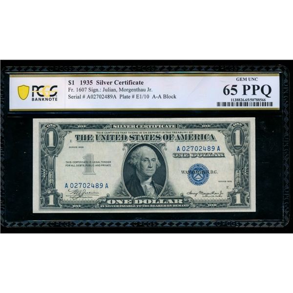 1935 $1 Silver Certificate PCGS 65PPQ