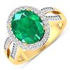 Image 1 : 14KT Yellow Gold 3.14ctw Zambian Emerald and Diamond Ring