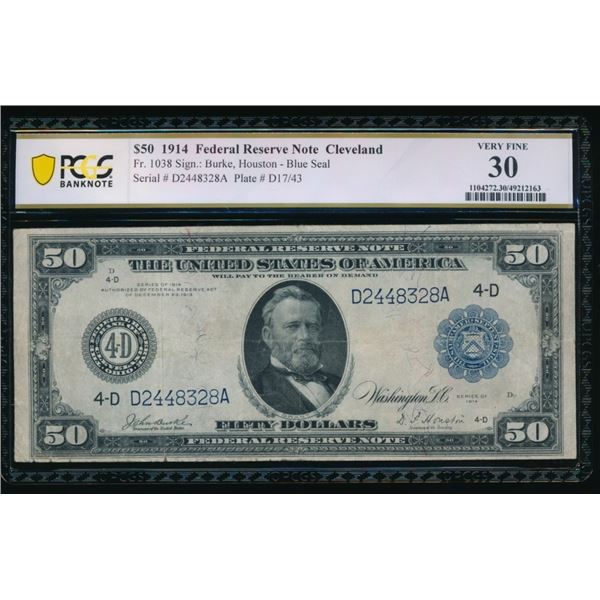1914 $50 Cleveland FRN PCGS 30