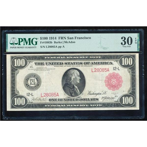 1914 $100 Red Seal San Francisco FRN PMG 30EPQ
