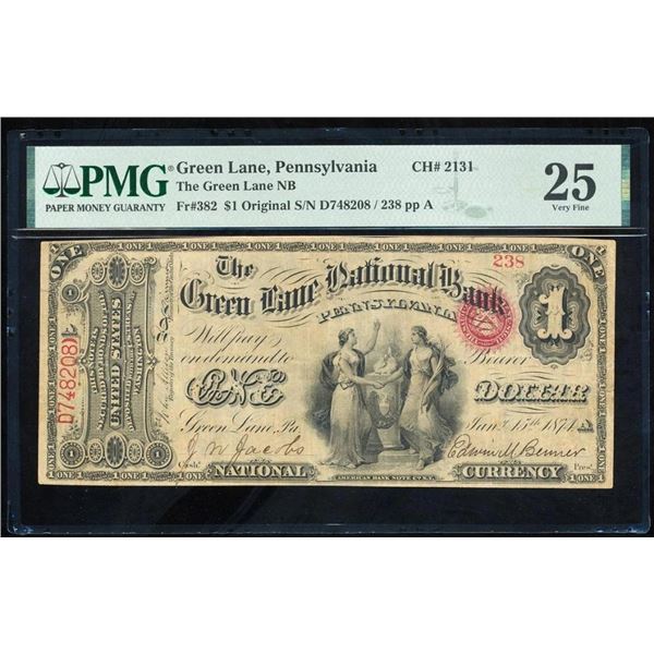 Original Series $1 Green Lane PA PMG 25