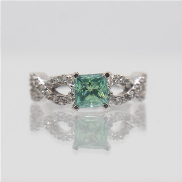 Lab Created Sparkling 2.5 Ct VVS1 Mint Green Moissanite Ring