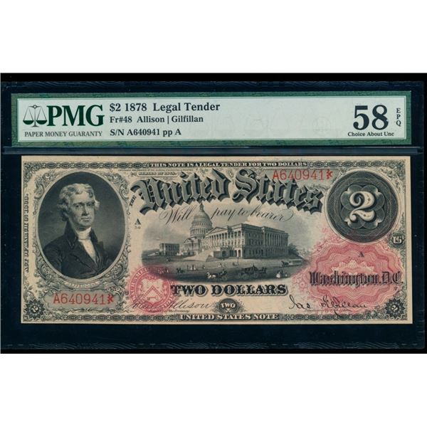 1878 $2 Legal Tender Note PMG 58EPQ