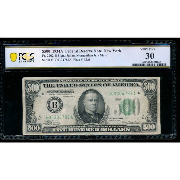 1934A $500 New York FRN PCGS 30
