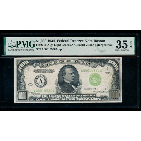 1934 $1000 Boston FRN PMG 35EPQ