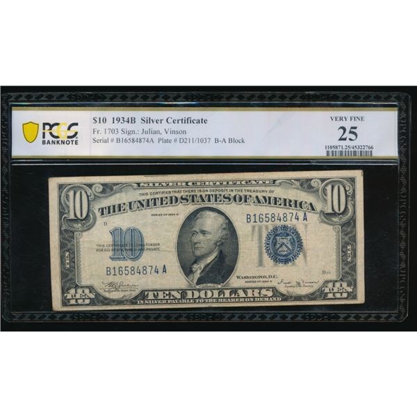 1934B $10 Silver Certificate PCGS 25
