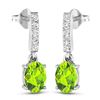 Image 2 : 14KT White Gold 1.26ctw Peridot Topaz and Diamond Earrings