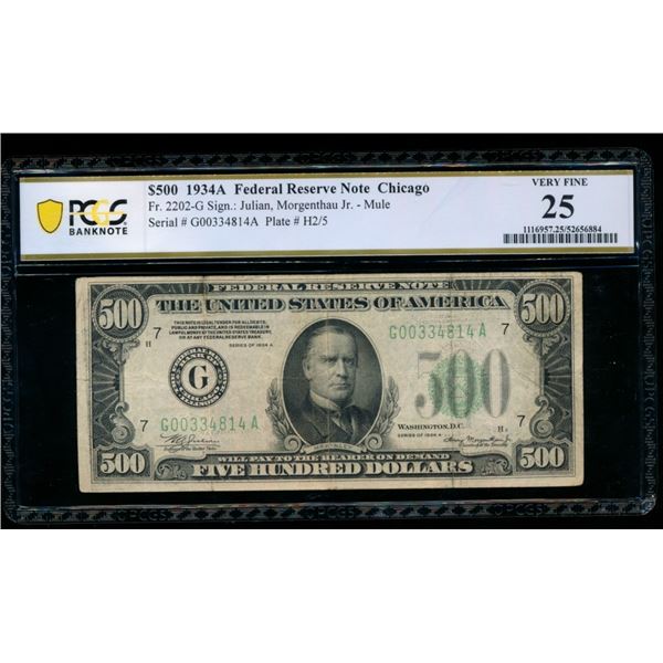 1934A $500 Chicago FRN PCGS 25