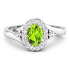 Image 3 : 14KT White Gold 0.63ctw Peridot and Diamond Ring