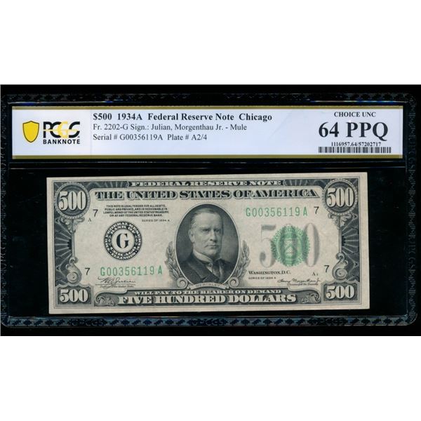 1934A $500 Chicago FRN PCGS 64PPQ