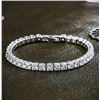 Image 1 : Sparkling 14 Kt White Gold Plated Simulated Diamond Tennis Bracelet