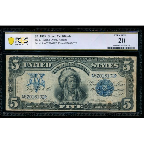 1899 $5 Chief Silver Certificate PCGS 20