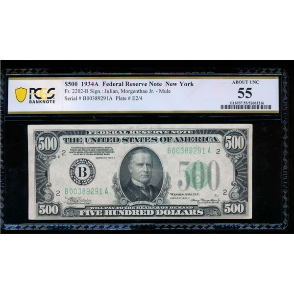 1934A $500 New York FRN PCGS 55