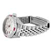 Image 4 : Rolex Ladies Stainless Steel Ruby And Diamond Bezel Date Watch