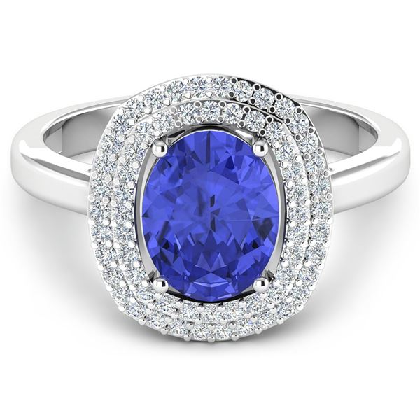 14KT White Gold 1.41ct Tanzanite and Diamond Ring