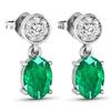 Image 3 : 14KT White Gold 1.12ctw Zambian Emerald and Diamond Earrings