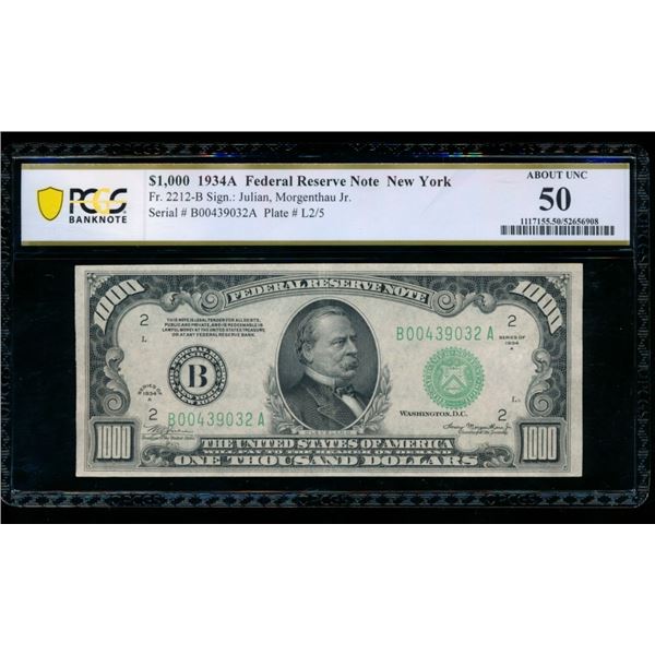 1934A $1000 New York FRN PCGS 50