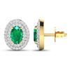 Image 4 : 14KT Yellow Gold 0.76ctw Zambian Emerald and Diamond Earrings