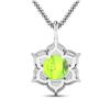 Image 2 : 14KT White Gold 1.85ctw Peridot and Diamond Pendant
