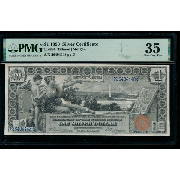 1896 $1 Educational Silver Certificate PMG 35