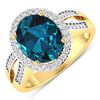 Image 1 : 14KT Yellow Gold 3.7ctw London Blue Topaz and Diamond Ring